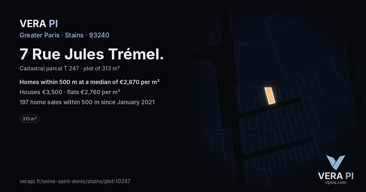 7 Rue Jules Trémel, Stains at night – the plot lit, the parcels around coloured by the prices near them