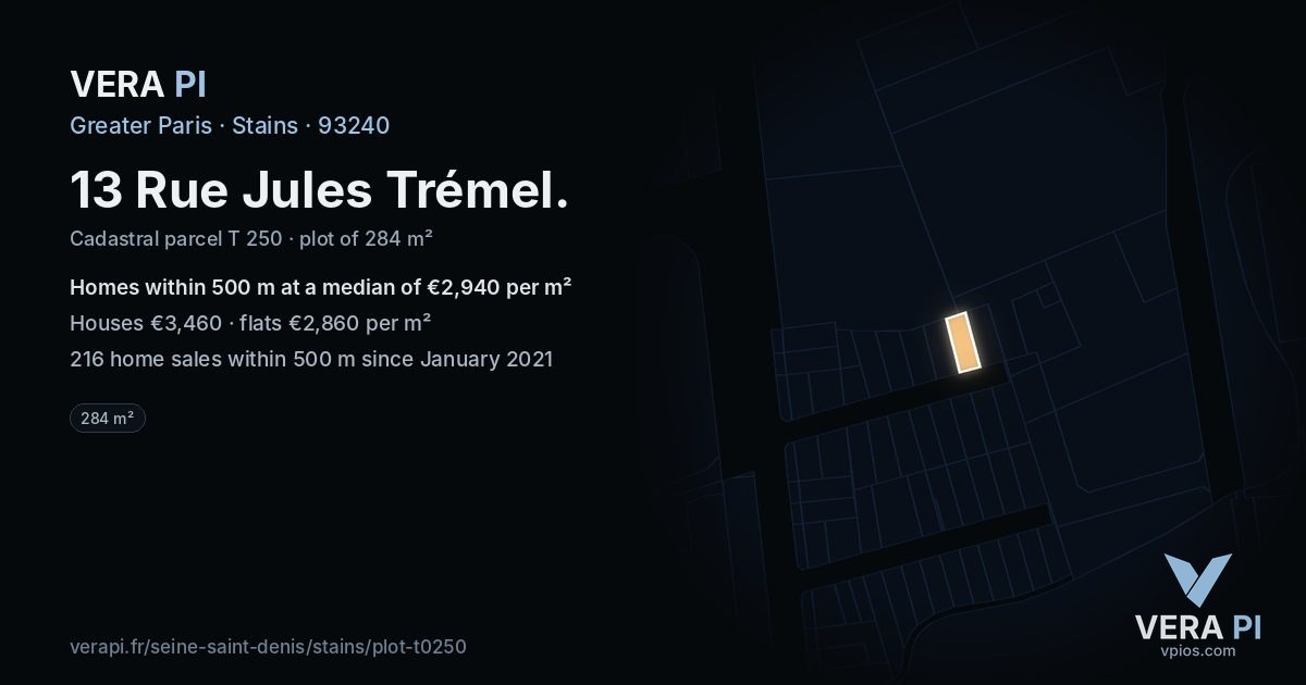 13 Rue Jules Trémel, Stains at night – the plot lit, the parcels around coloured by the prices near them