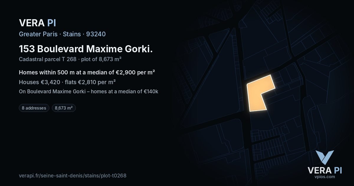 153 Boulevard Maxime Gorki, Stains at night – the plot lit, the parcels around coloured by the prices near them