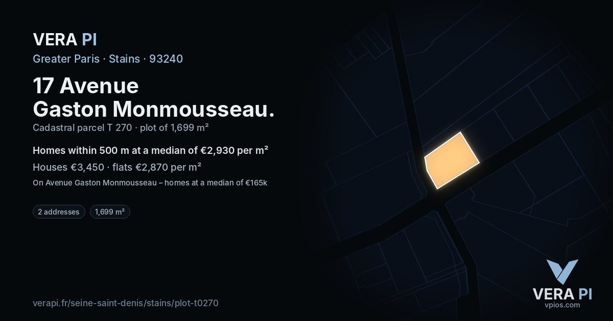 17 Avenue Gaston Monmousseau, Stains at night – the plot lit, the parcels around coloured by the prices near them