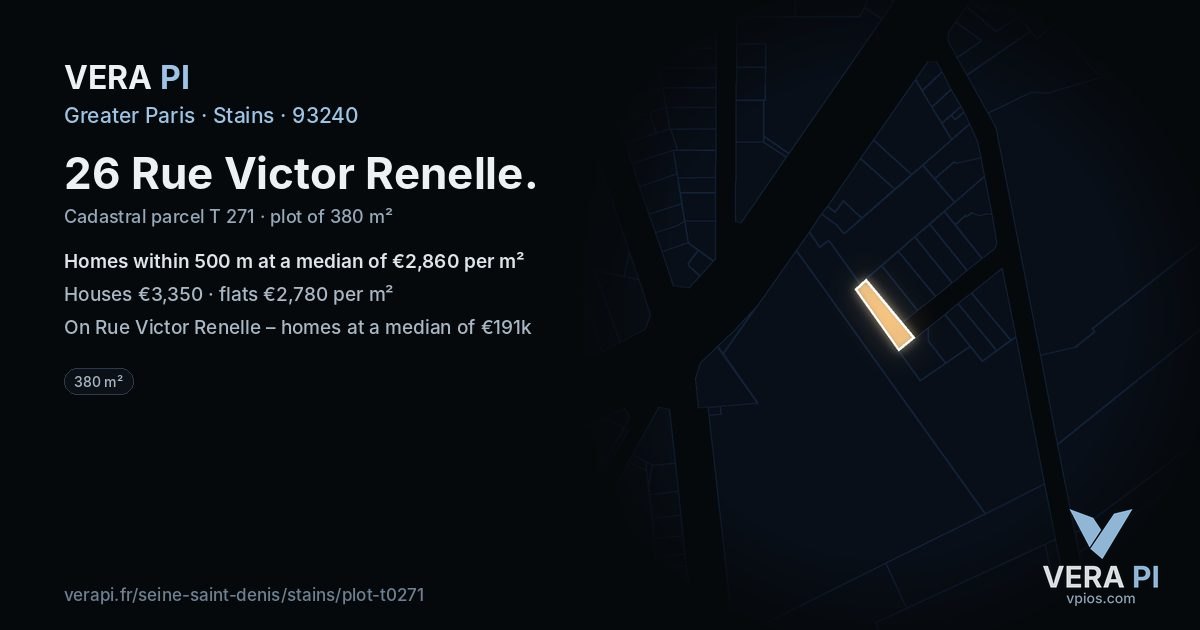 26 Rue Victor Renelle, Stains at night – the plot lit, the parcels around coloured by the prices near them