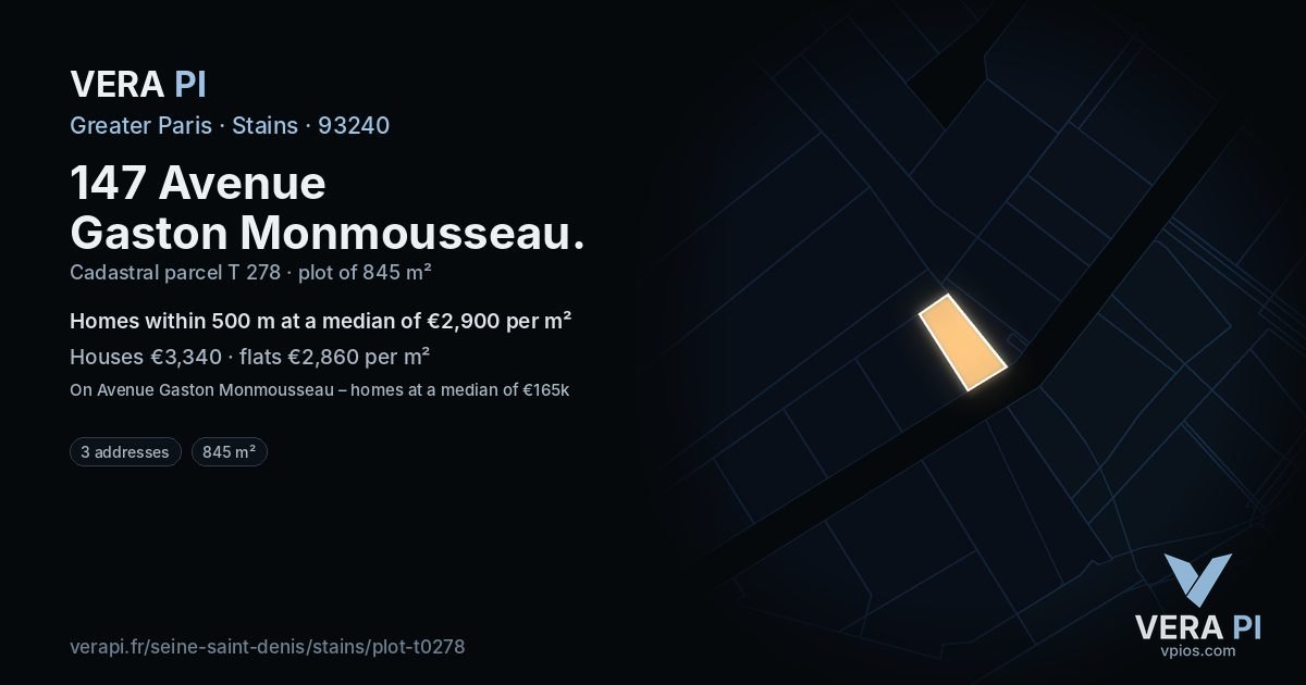 147 Avenue Gaston Monmousseau, Stains at night – the plot lit, the parcels around coloured by the prices near them