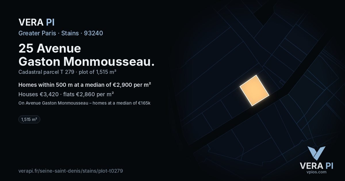 25 Avenue Gaston Monmousseau, Stains at night – the plot lit, the parcels around coloured by the prices near them