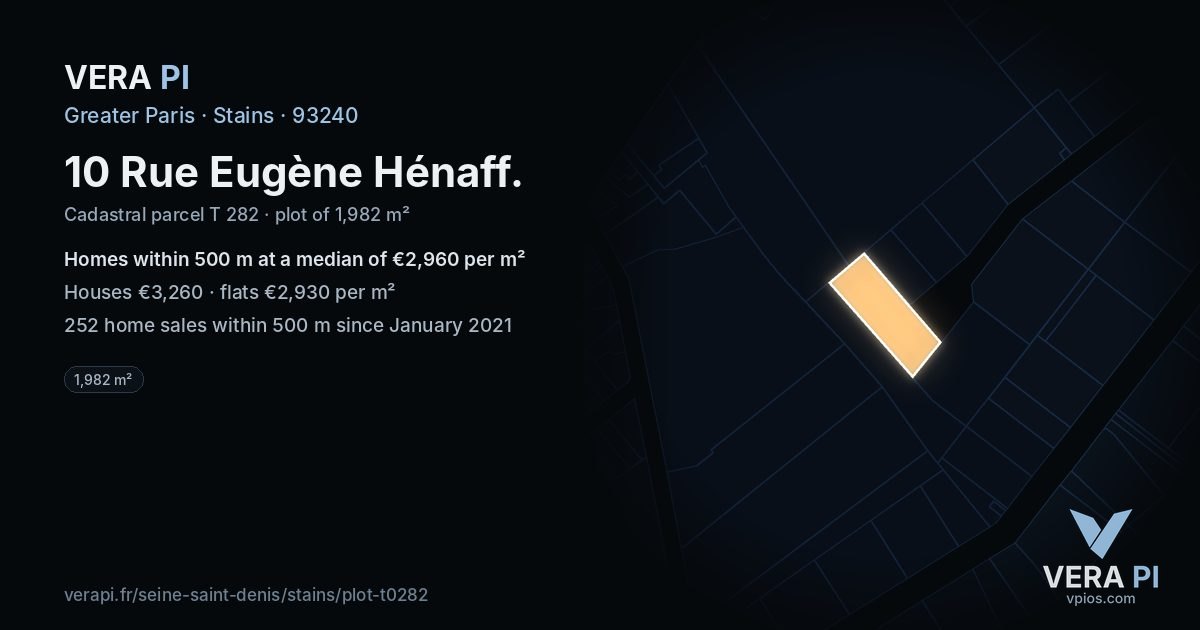 10 Rue Eugène Hénaff, Stains at night – the plot lit, the parcels around coloured by the prices near them