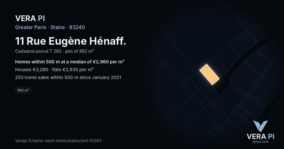 11 Rue Eugène Hénaff, Stains at night – the plot lit, the parcels around coloured by the prices near them