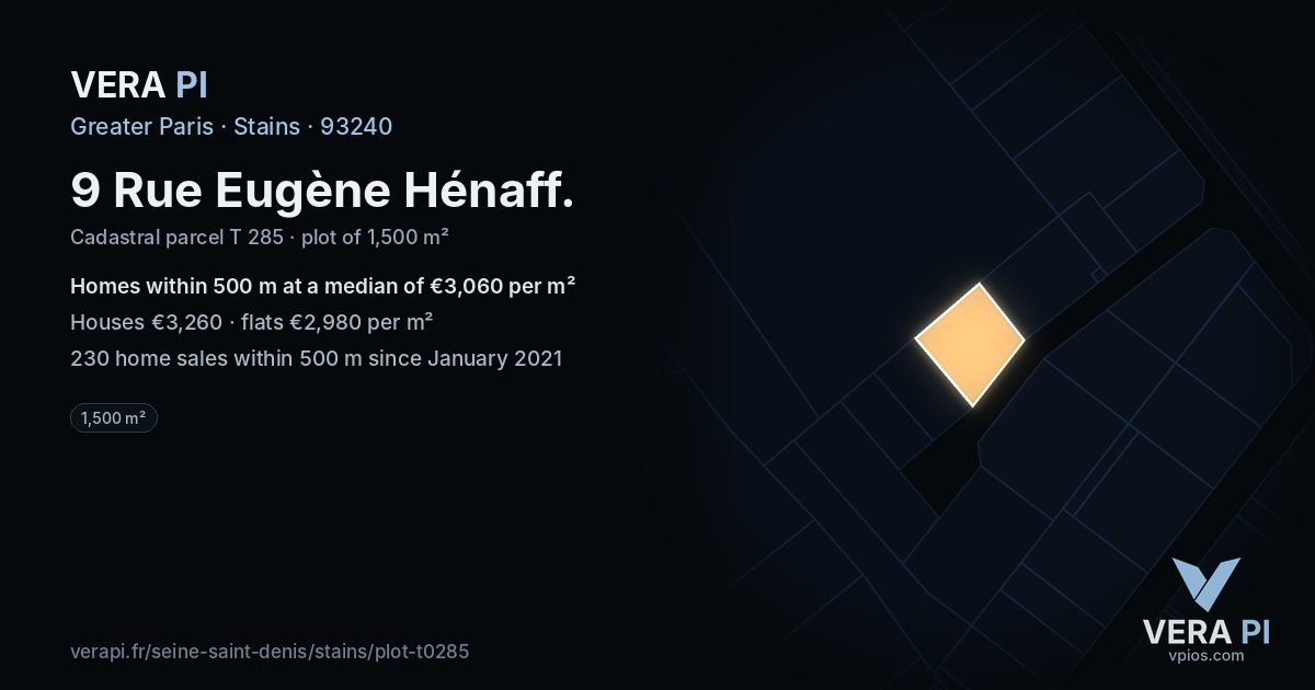 9 Rue Eugène Hénaff, Stains at night – the plot lit, the parcels around coloured by the prices near them