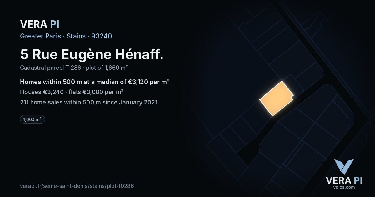 5 Rue Eugène Hénaff, Stains at night – the plot lit, the parcels around coloured by the prices near them