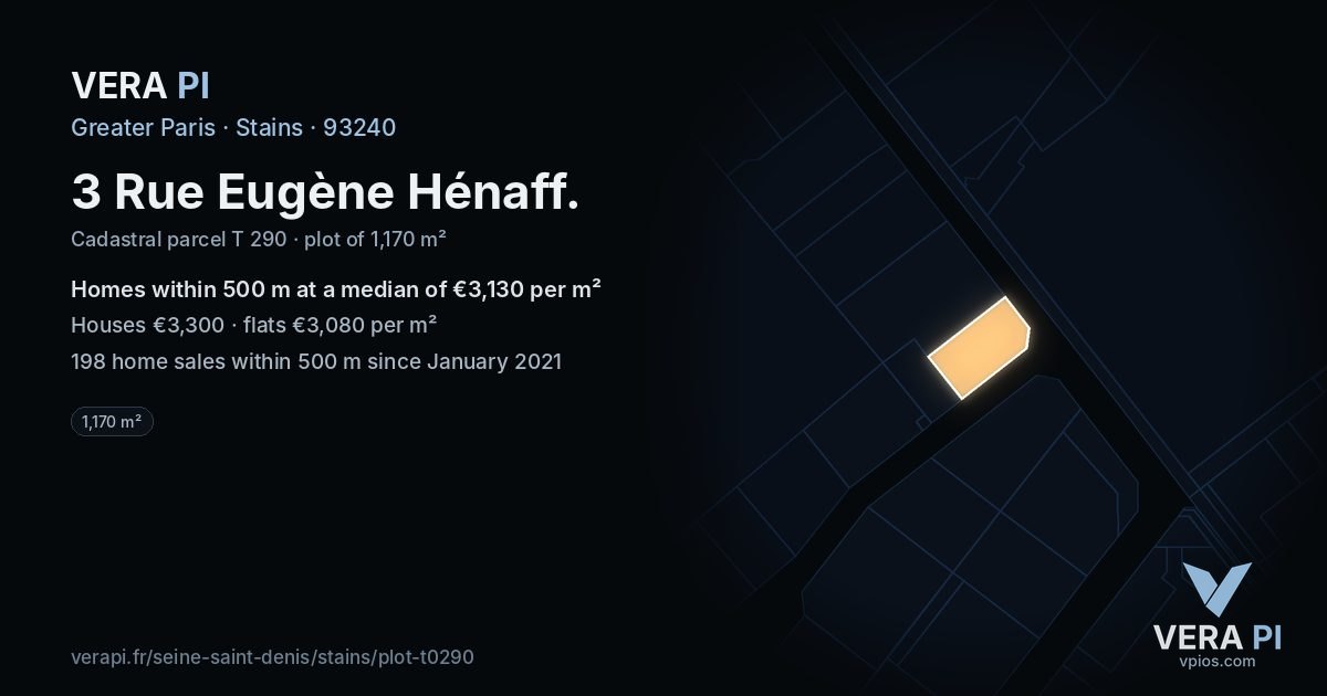 3 Rue Eugène Hénaff, Stains at night – the plot lit, the parcels around coloured by the prices near them