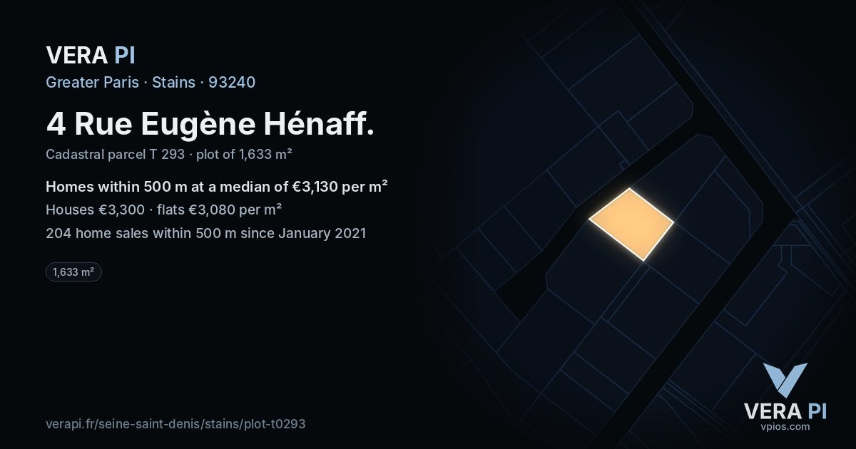 4 Rue Eugène Hénaff, Stains at night – the plot lit, the parcels around coloured by the prices near them