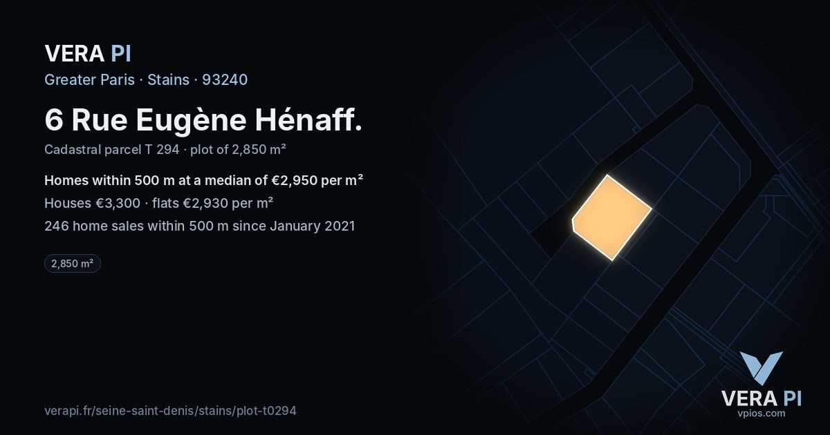 6 Rue Eugène Hénaff, Stains at night – the plot lit, the parcels around coloured by the prices near them