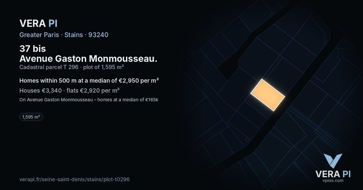 37 bis Avenue Gaston Monmousseau, Stains at night – the plot lit, the parcels around coloured by the prices near them