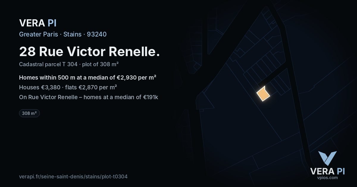 28 Rue Victor Renelle, Stains at night – the plot lit, the parcels around coloured by the prices near them