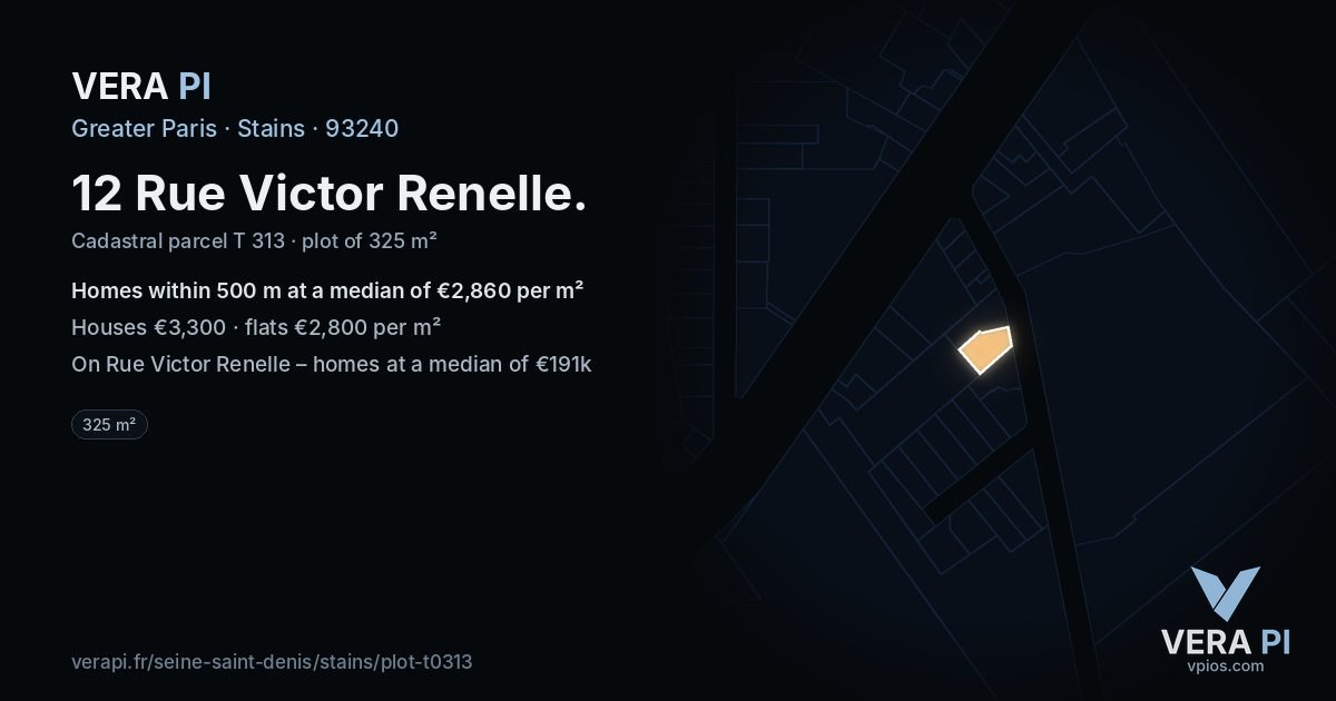 12 Rue Victor Renelle, Stains at night – the plot lit, the parcels around coloured by the prices near them