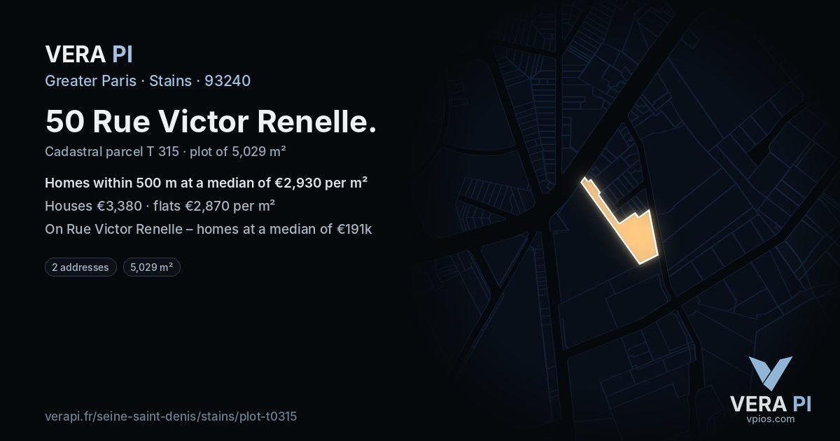50 Rue Victor Renelle, Stains at night – the plot lit, the parcels around coloured by the prices near them