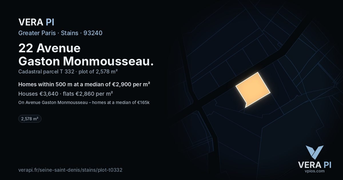 22 Avenue Gaston Monmousseau, Stains at night – the plot lit, the parcels around coloured by the prices near them