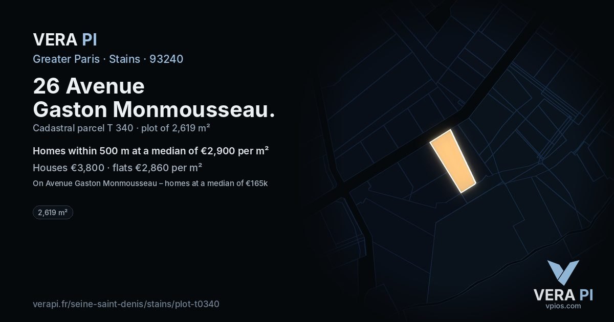 26 Avenue Gaston Monmousseau, Stains at night – the plot lit, the parcels around coloured by the prices near them
