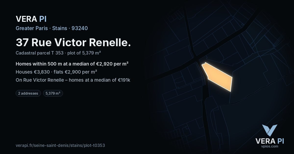 37 Rue Victor Renelle, Stains at night – the plot lit, the parcels around coloured by the prices near them