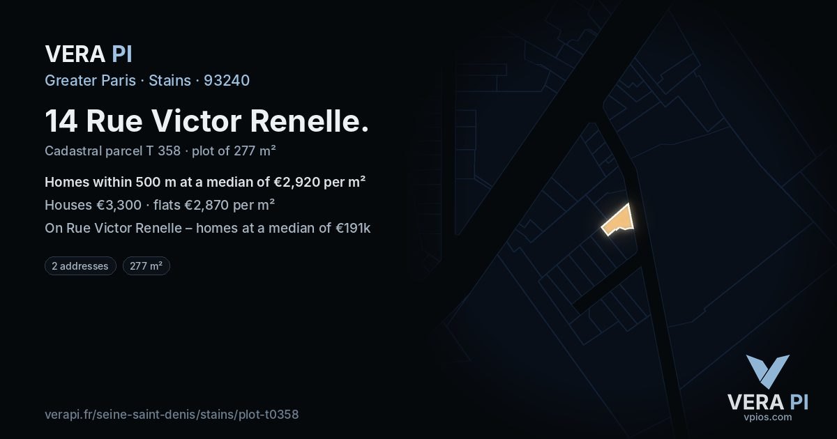 14 Rue Victor Renelle, Stains at night – the plot lit, the parcels around coloured by the prices near them