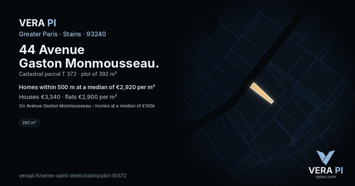 44 Avenue Gaston Monmousseau, Stains at night – the plot lit, the parcels around coloured by the prices near them
