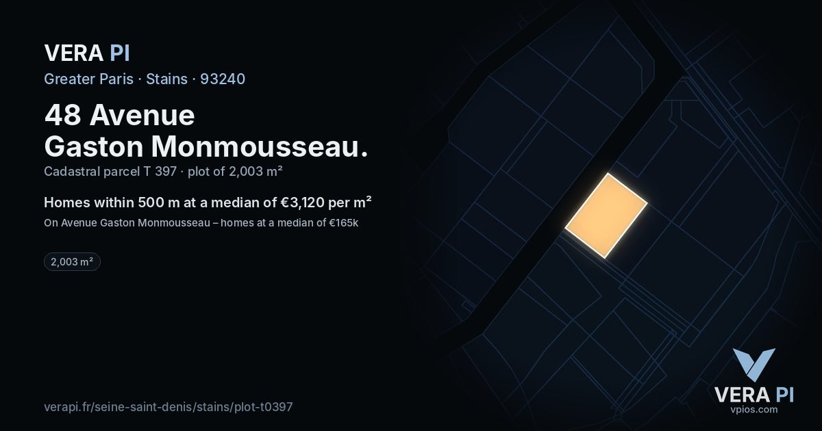48 Avenue Gaston Monmousseau, Stains at night – the plot lit, the parcels around coloured by the prices near them