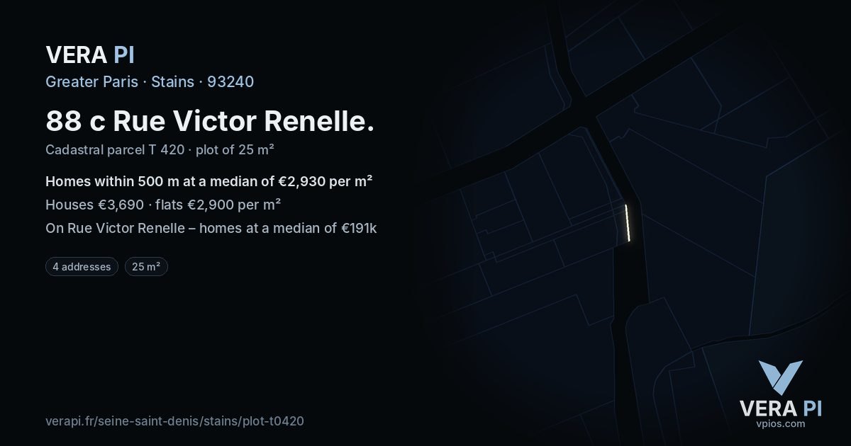 88 c Rue Victor Renelle, Stains at night – the plot lit, the parcels around coloured by the prices near them