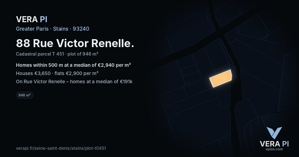 88 Rue Victor Renelle, Stains at night – the plot lit, the parcels around coloured by the prices near them