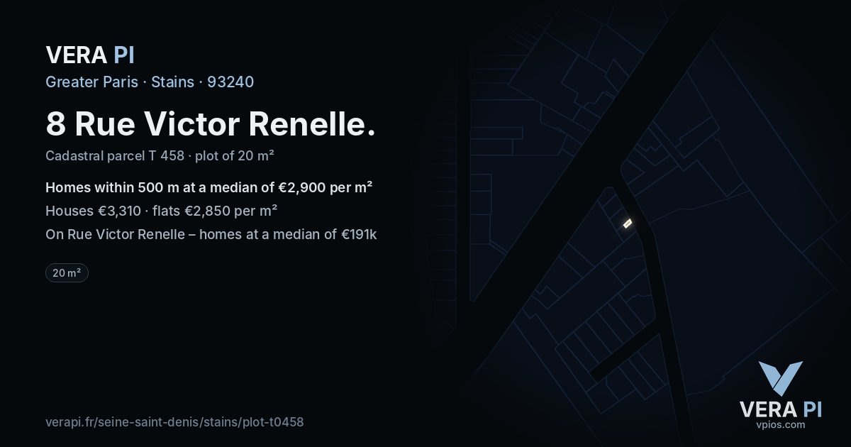 8 Rue Victor Renelle, Stains at night – the plot lit, the parcels around coloured by the prices near them