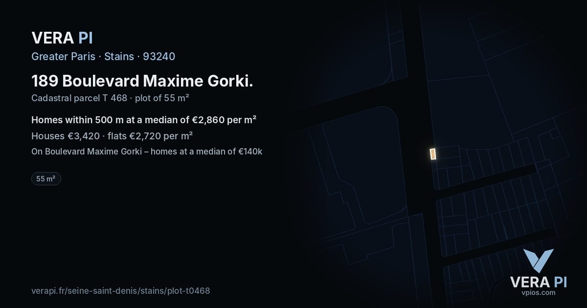 189 Boulevard Maxime Gorki, Stains at night – the plot lit, the parcels around coloured by the prices near them