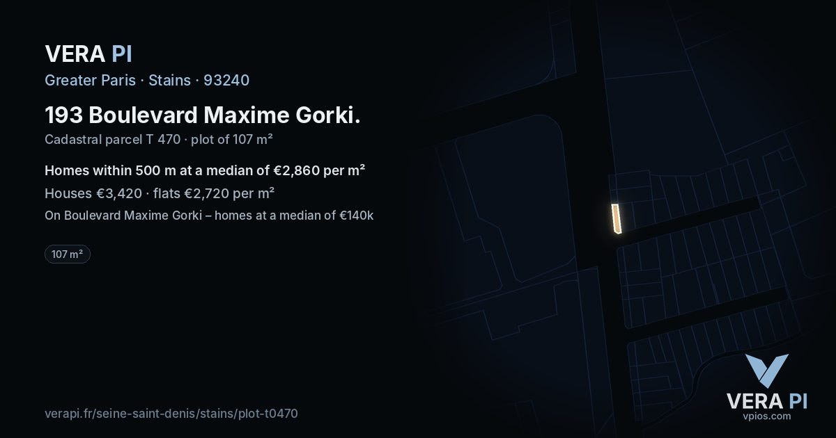 193 Boulevard Maxime Gorki, Stains at night – the plot lit, the parcels around coloured by the prices near them