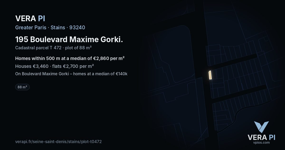 195 Boulevard Maxime Gorki, Stains at night – the plot lit, the parcels around coloured by the prices near them