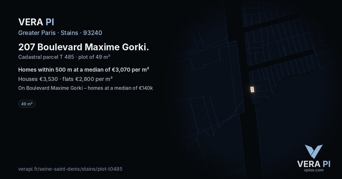 207 Boulevard Maxime Gorki, Stains at night – the plot lit, the parcels around coloured by the prices near them