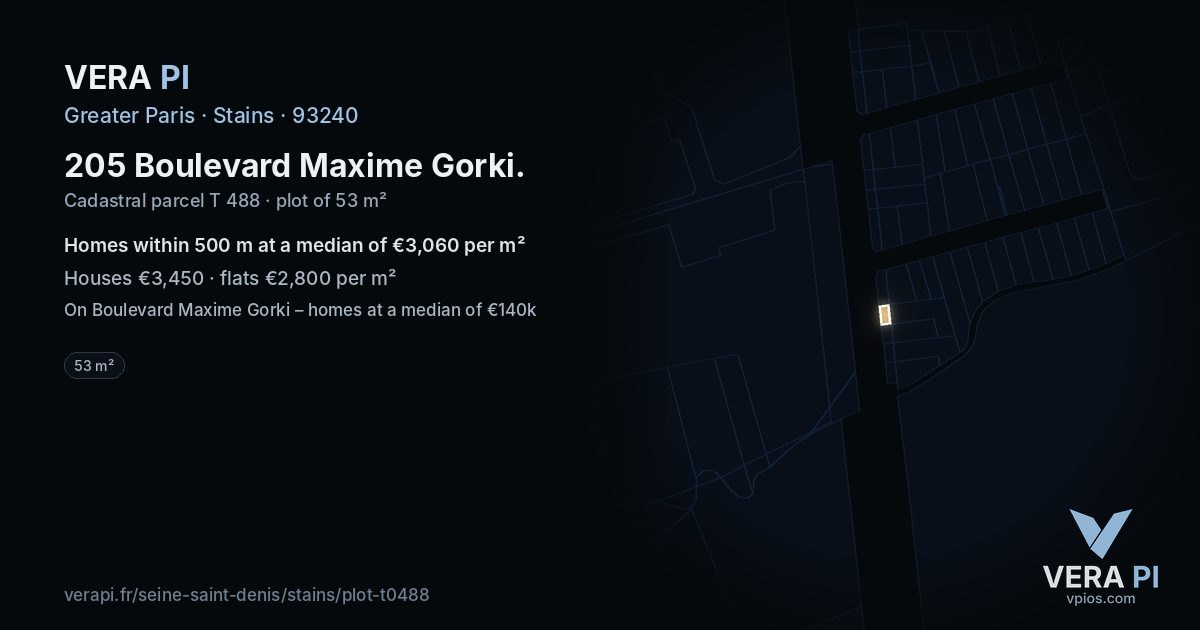 205 Boulevard Maxime Gorki, Stains at night – the plot lit, the parcels around coloured by the prices near them