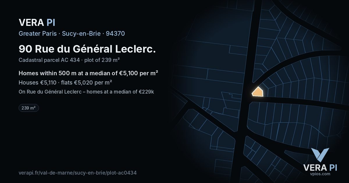 90 Rue du Général Leclerc, Sucy-en-Brie at night – the plot lit, the parcels around coloured by the prices near them