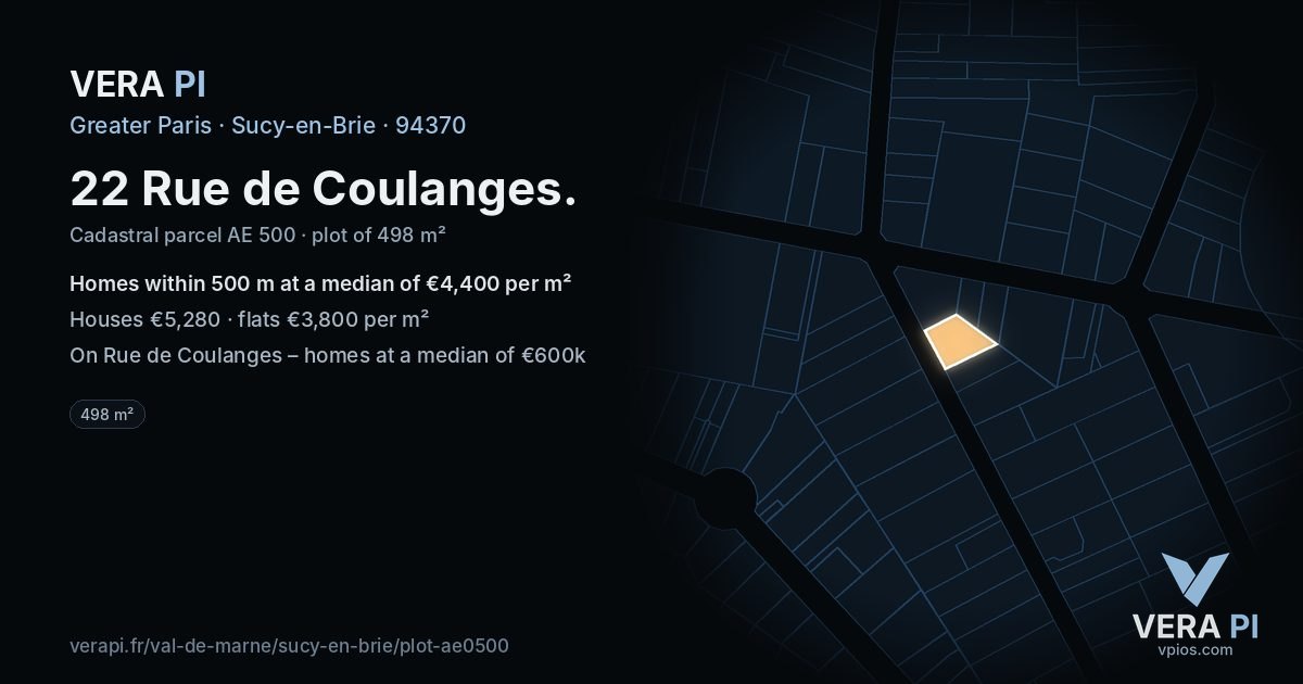 22 Rue de Coulanges, Sucy-en-Brie at night – the plot lit, the parcels around coloured by the prices near them