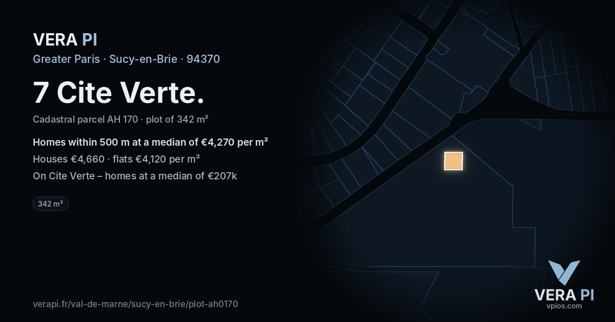 7 Cite Verte, Sucy-en-Brie at night – the plot lit, the parcels around coloured by the prices near them