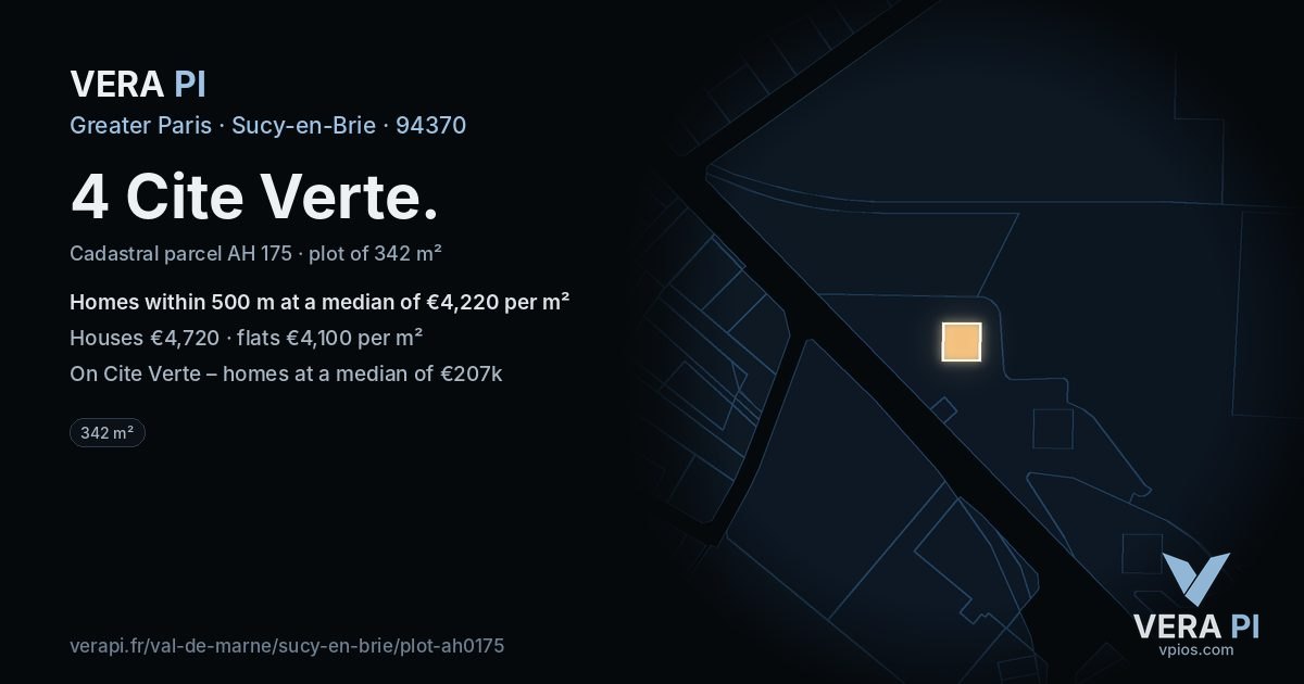 4 Cite Verte, Sucy-en-Brie at night – the plot lit, the parcels around coloured by the prices near them
