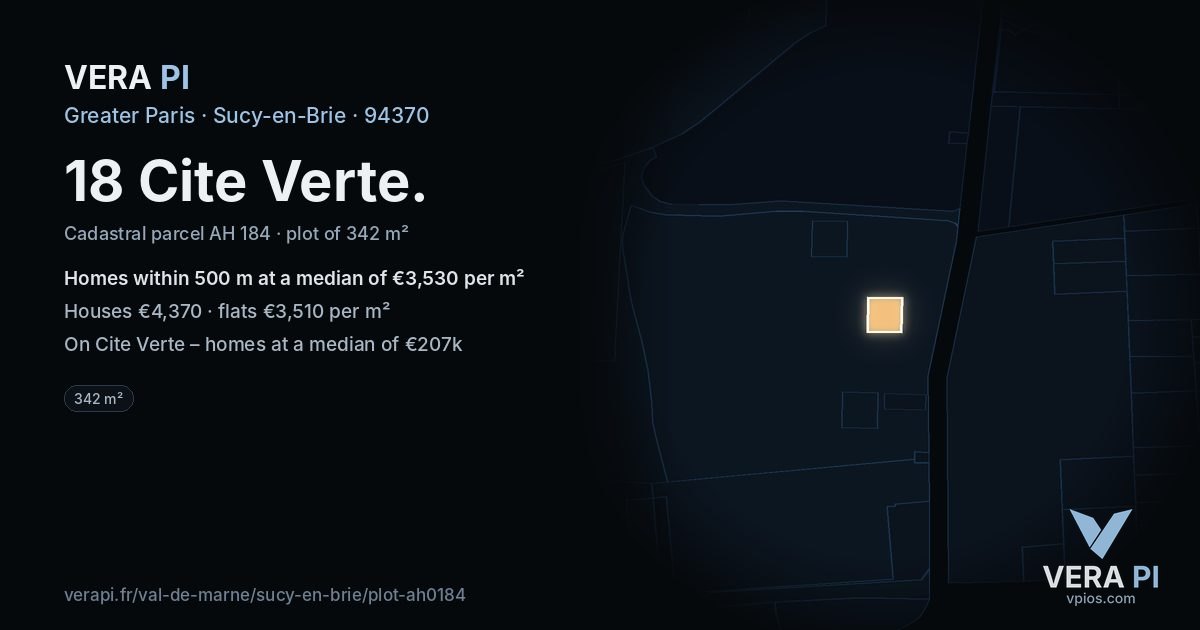 18 Cite Verte, Sucy-en-Brie at night – the plot lit, the parcels around coloured by the prices near them