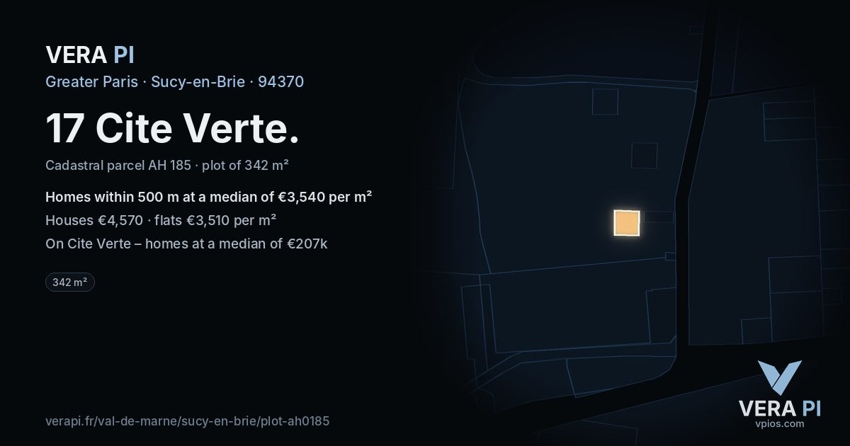 17 Cite Verte, Sucy-en-Brie at night – the plot lit, the parcels around coloured by the prices near them