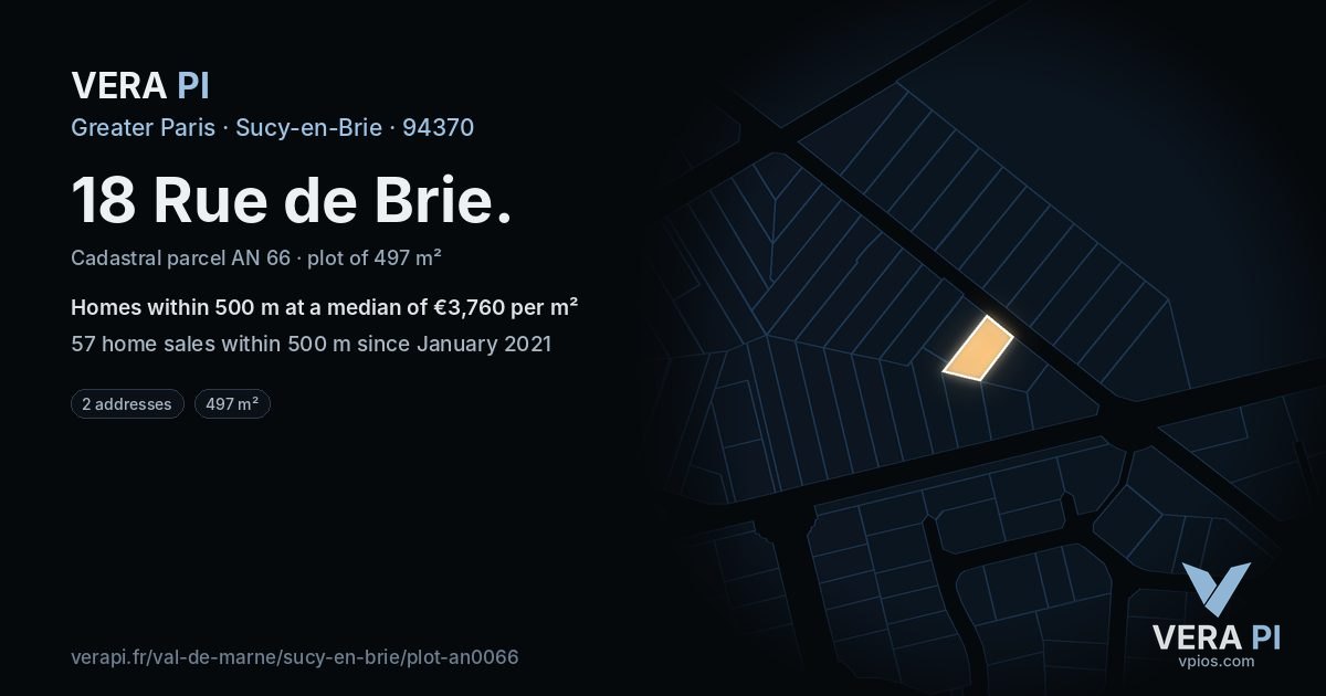 18 Rue de Brie, Sucy-en-Brie at night – the plot lit, the parcels around coloured by the prices near them