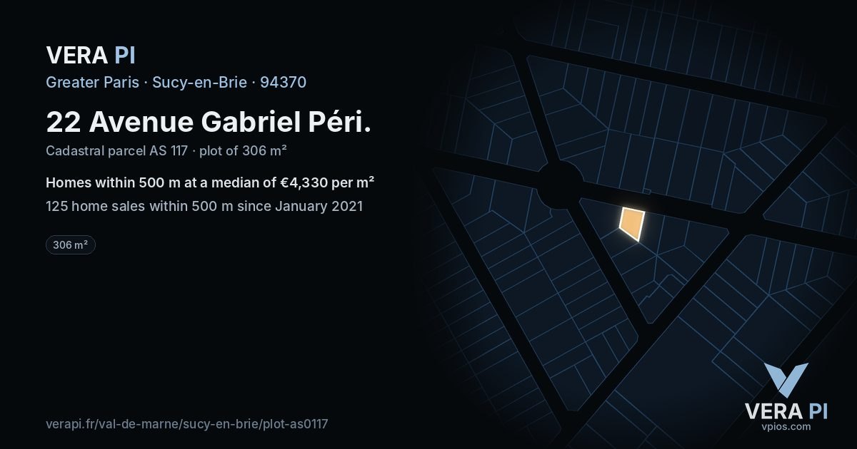 22 Avenue Gabriel Péri, Sucy-en-Brie at night – the plot lit, the parcels around coloured by the prices near them