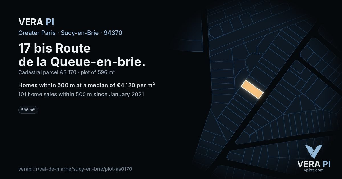 17 bis Route de la Queue-en-brie, Sucy-en-Brie at night – the plot lit, the parcels around coloured by the prices near them