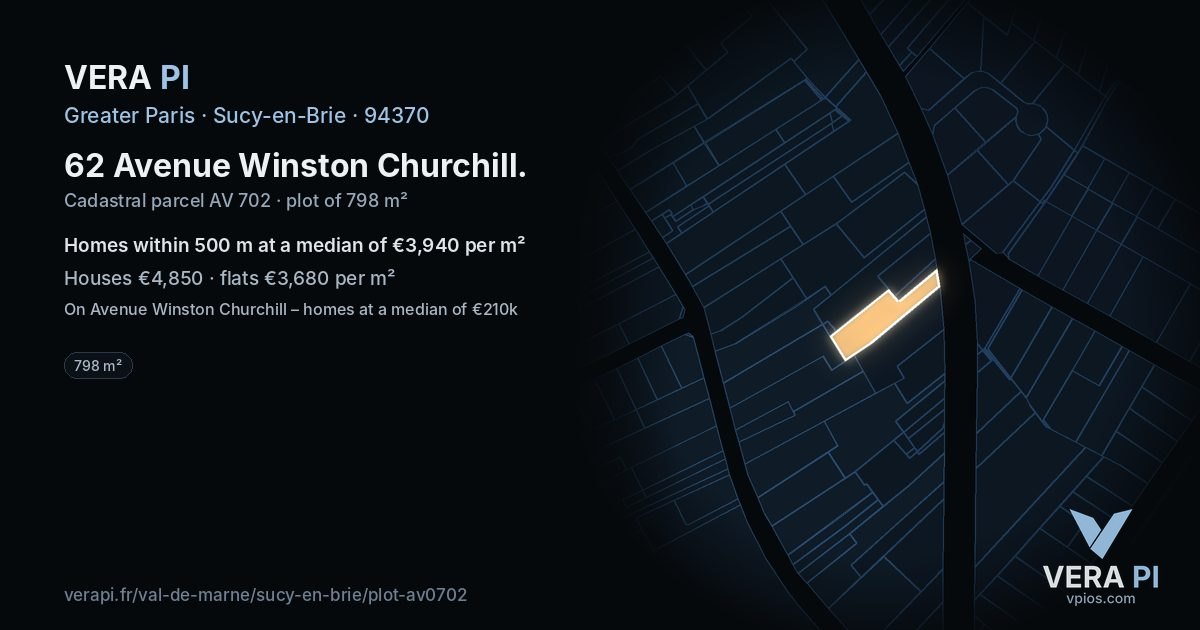 62 Avenue Winston Churchill, Sucy-en-Brie at night – the plot lit, the parcels around coloured by the prices near them
