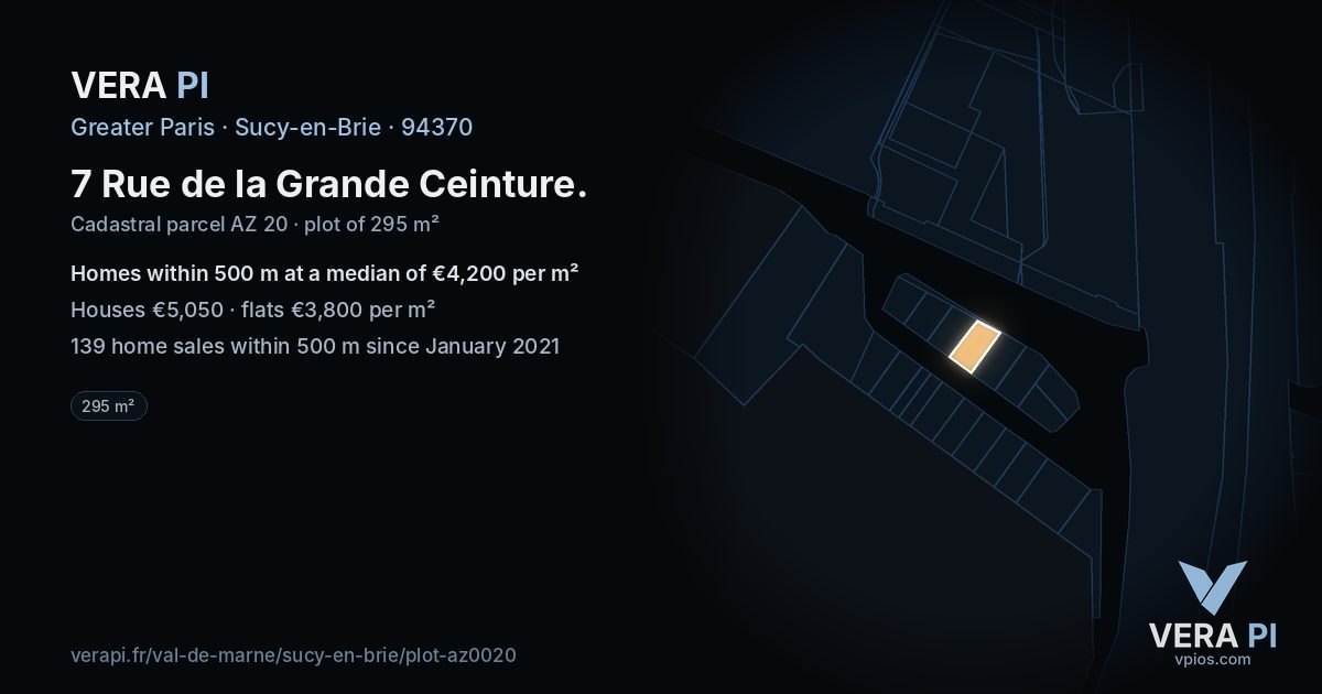 7 Rue de la Grande Ceinture, Sucy-en-Brie at night – the plot lit, the parcels around coloured by the prices near them