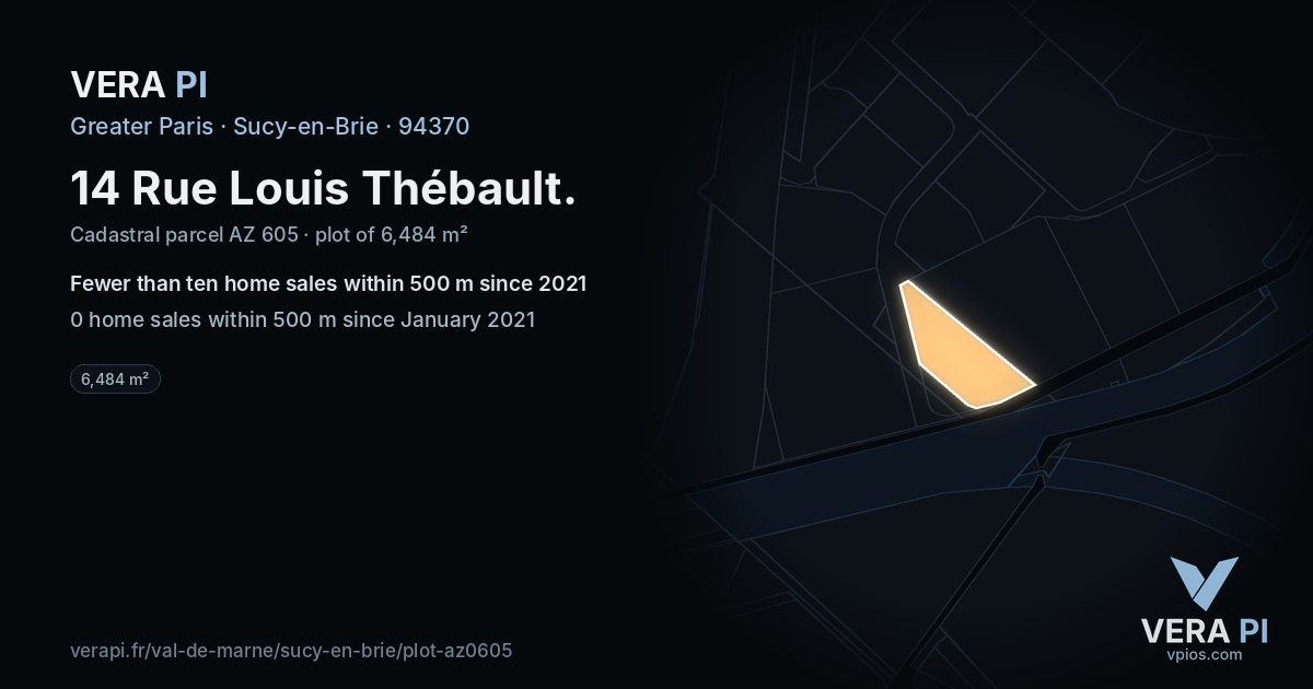 14 Rue Louis Thébault, Sucy-en-Brie at night – the plot lit, the parcels around coloured by the prices near them