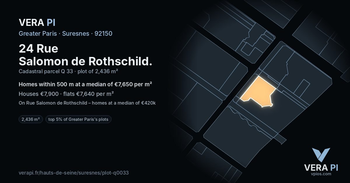 24 Rue Salomon de Rothschild, Suresnes at night – the plot lit, the parcels around coloured by the prices near them