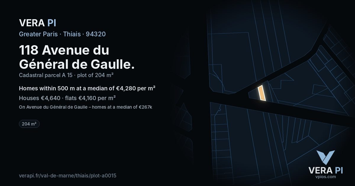118 Avenue du Général de Gaulle, Thiais at night – the plot lit, the parcels around coloured by the prices near them
