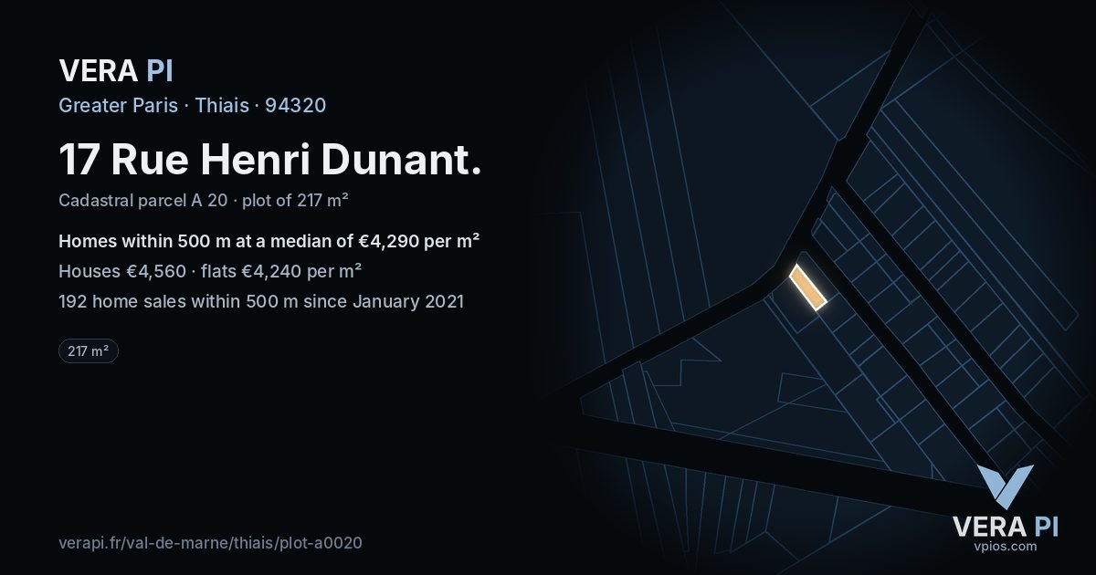 17 Rue Henri Dunant, Thiais at night – the plot lit, the parcels around coloured by the prices near them