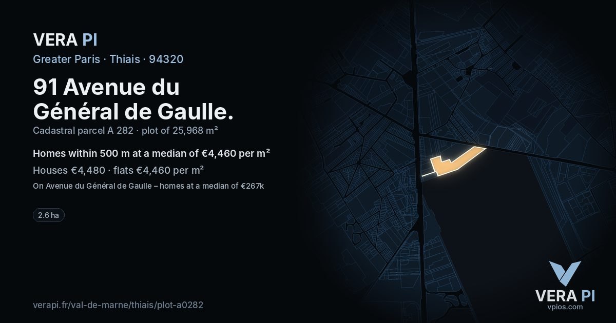 91 Avenue du Général de Gaulle, Thiais at night – the plot lit, the parcels around coloured by the prices near them