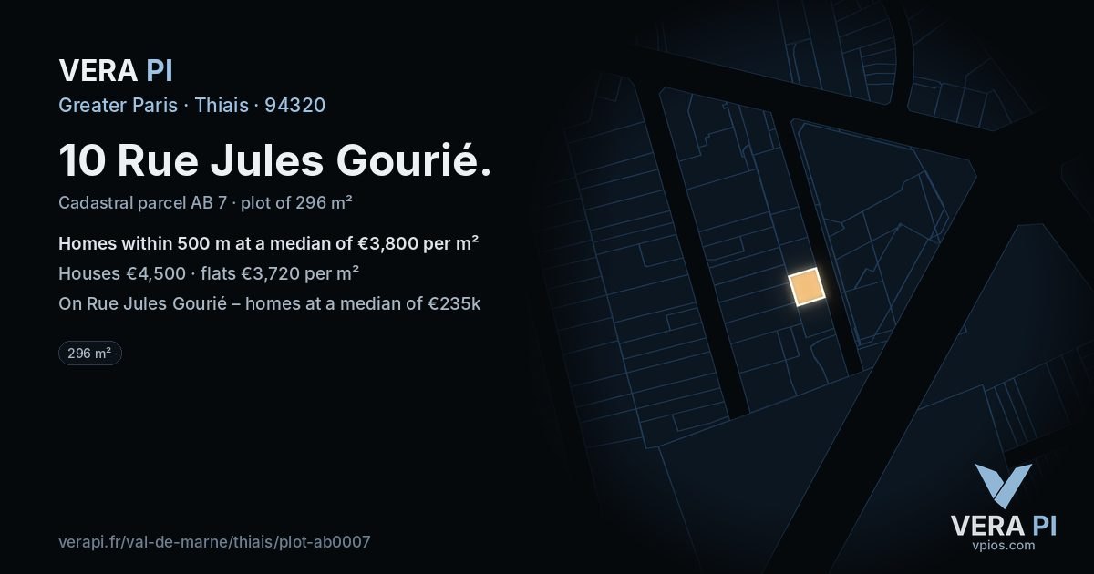 10 Rue Jules Gourié, Thiais at night – the plot lit, the parcels around coloured by the prices near them