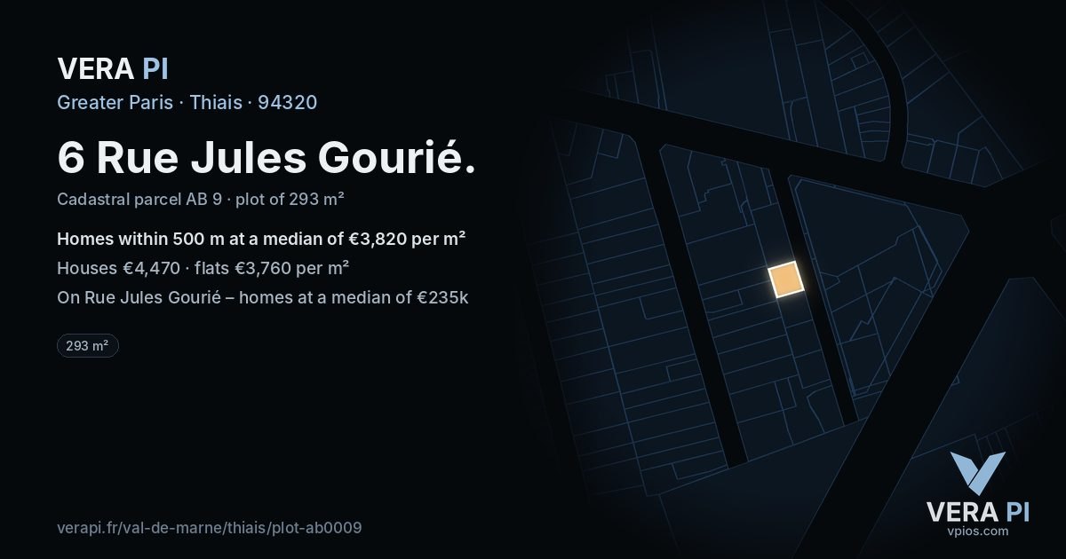 6 Rue Jules Gourié, Thiais at night – the plot lit, the parcels around coloured by the prices near them